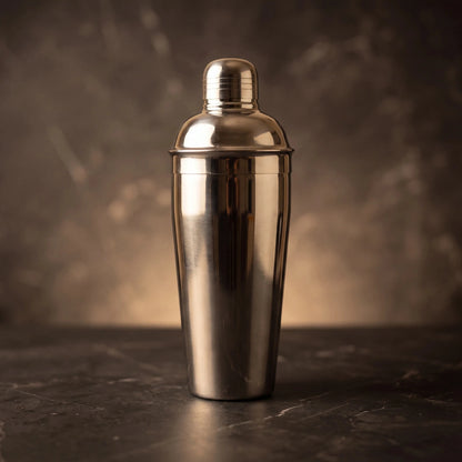 Shaker de Cocktail din 3 piese 750ml, realizat din oțel inoxidabil lucios, ideal pentru prepararea cocktailurilor.