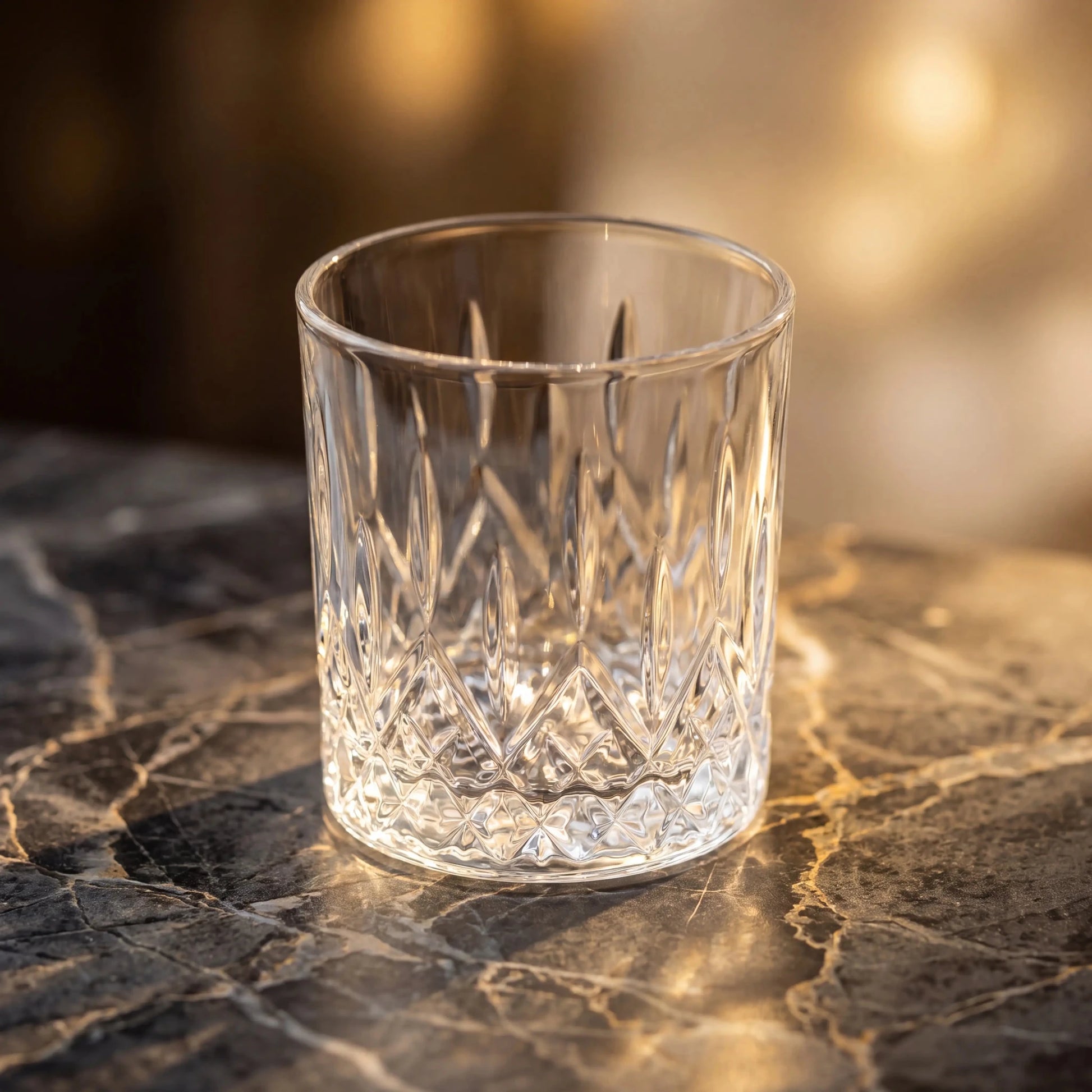 Pahar de Whisky cu Model Cristalin 330ml cu model geometric șlefuit manual, pentru băuturi elegante.