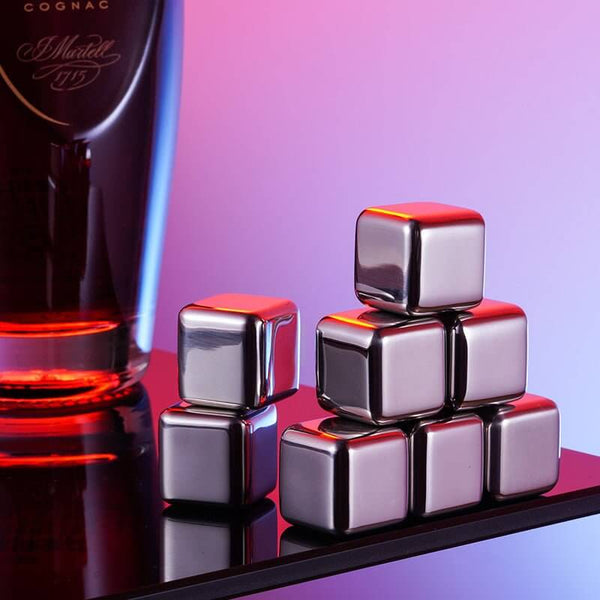 Smoking Spirit Set de 8 Cuburi de Răcire Whiskey Culoare Argintie | 8 Cuburi + Clește pentru un aspect elegant.